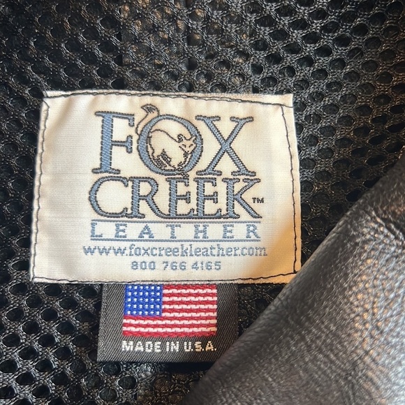 𝅺FOX CREEK Leather Moto Bikercore Gorpcore Motorcycle Jacket SZ Large - Picture 13 of 15